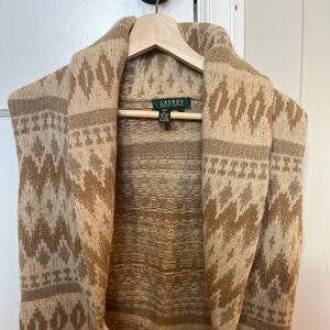 Ralph Lauren Women's Southwestern Aztec Lambswool Silk Angora Wool Vest